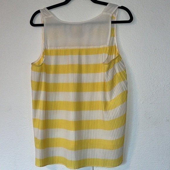Anthropologie Maeve Yellow Striped Pleated Tank Top - Picture 3 of 5